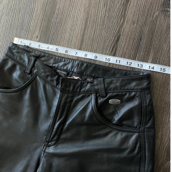 Rare vintage leather Harley Davidson flames pants black motorcycle orange - Picture 6 of 10